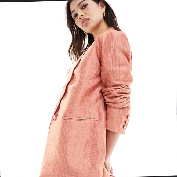 Zara Basic Collection Linen Salmon Blazer Size M - Picture 3 of 6